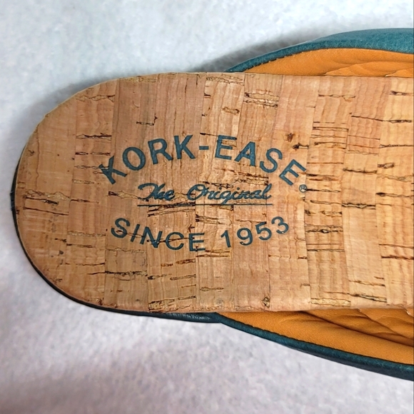 Kork Ease Madison Wedge Flip Flop Sandal Womens Size 8 Teal Leather - Picture 5 of 7